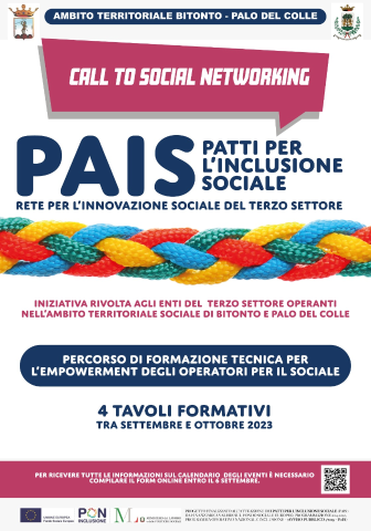 L'Ambito territoriale Bitonto-Palo lancia una “call to social networking” per creare una rete per l’innovazione sociale del Terzo Settore