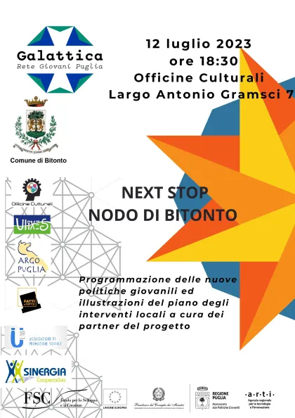 Domani l’inaugurazione del nodo “Galattica – Rete Giovani Puglia” nella sede del laboratorio urbano “Officine Culturali”
